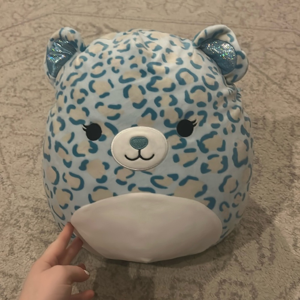 12-inch teal and white cheetah “Toni” squishmallow